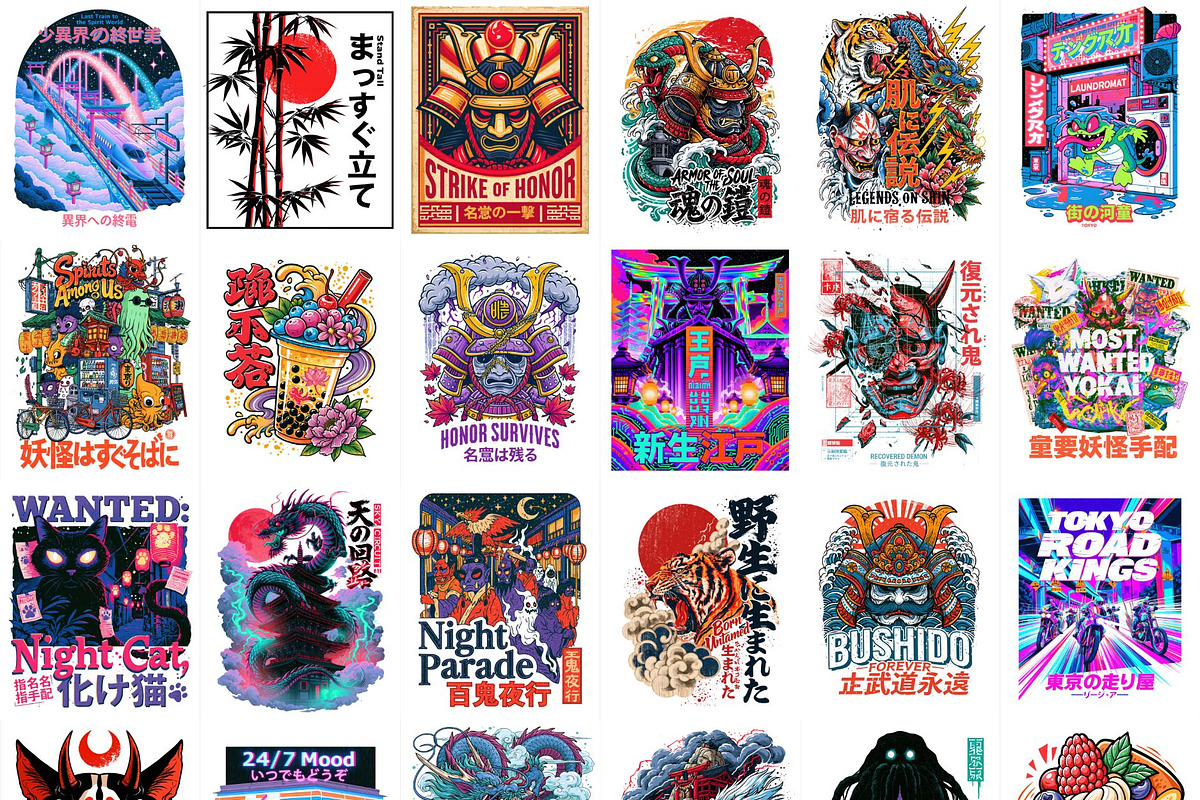 500+ Japanese Streetwear Sublimation, a Decorative Illustration by Selenique Studio (Photo 13 of 15)