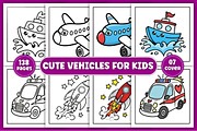 Cute Vehicles Coloring Pages, a Decorative Illustration by Ink Gallery (Thumbnail 1 of 5)