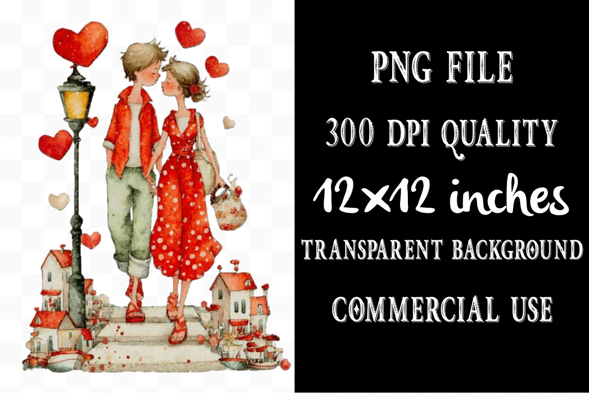 Watercolor Valentine Couple Clipart, an Illustration by Designking (Photo 4 of 5)