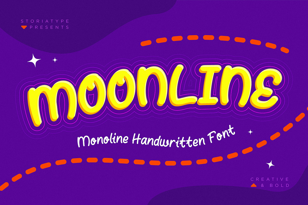 Moonline - Monoline Handwritten Font, a Handwritten Font by Storiatype (Photo 1 of 7)