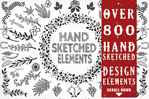 800+ Unique Hand-Sketched Elements