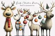 Quirky Christmas Reindeer Clip Art, an Illustration by Designworld (Thumbnail 1 of 4)