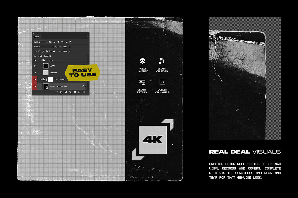Retro Vinyl Record Mockup, a Product Mockup by FLYERWRK (Photo 3 of 15)