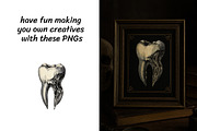 Dark Vintage Tooth Clipart Bundle, a Healthcare Illustration by InkyQueenArt (Thumbnail 3 of 5)
