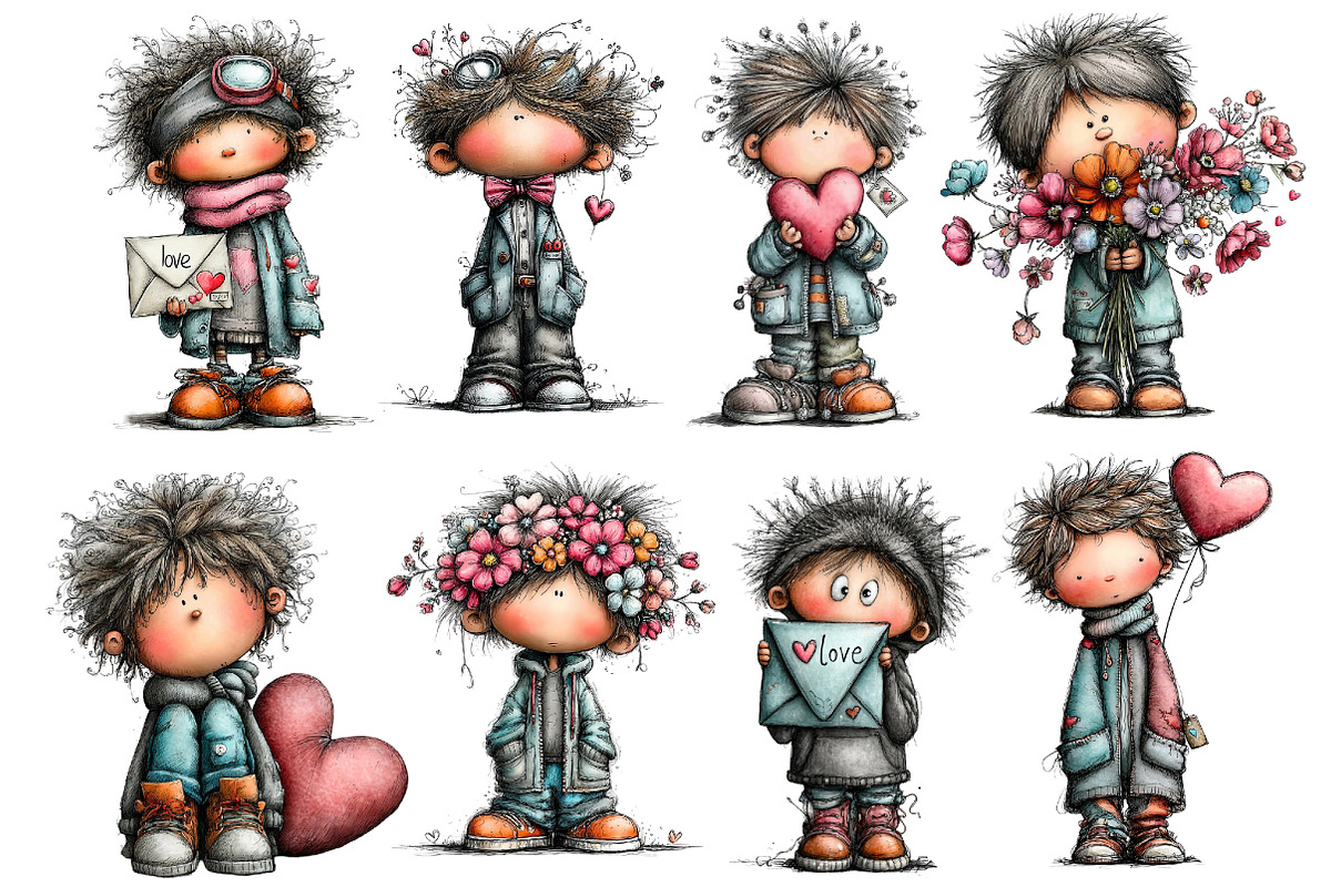 Whimsical Valentine Boy Clipart, an Illustration by Dream Creation (Photo 5 of 6)