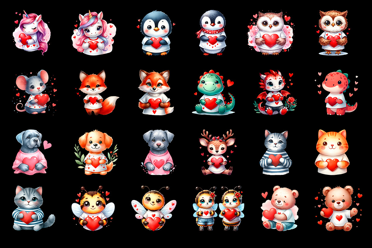 Funny animal clipart|Cute heart, an Animal Illustration by ElenazlataArt (Photo 3 of 5)