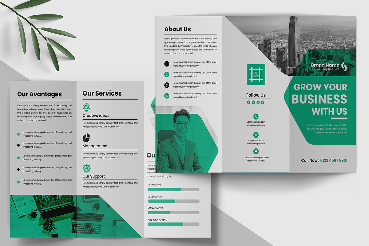 Tri- fold business brochure, a Brochure Template by MightyDesign (Photo 3 of 7)