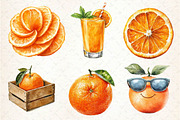 Watercolor Citrus Orange Clipart, an Illustration by Dream Creation (Thumbnail 3 of 6)
