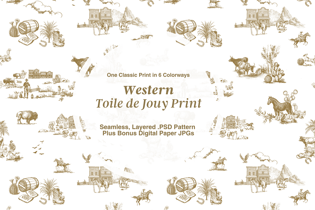 Western Toile de Jouy Pattern, a Background Graphic by Hughes Studio (Photo 1 of 8)