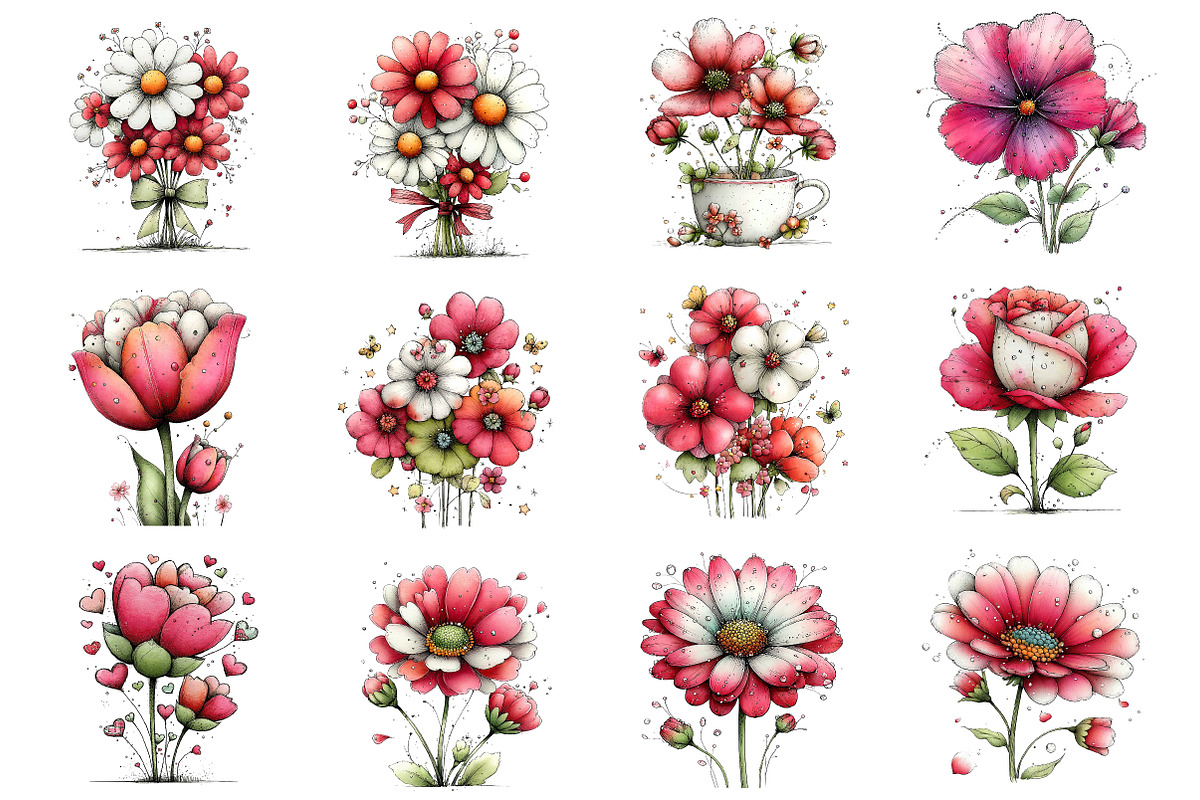 Whimsical Spring Flowers Clipart, an Illustration by Dream Creation (Photo 2 of 5)