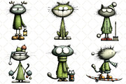 Quirky Christmas Cat Clipart, an Illustration by Black Bird Studio (Thumbnail 4 of 6)
