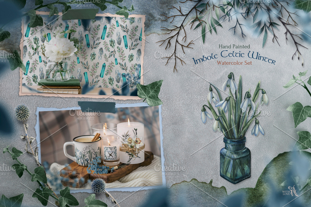 Imbolc Celtic Winter Watercolor Set, a Texture Illustration by Fluffy Unicorn (Photo 11 of 13)