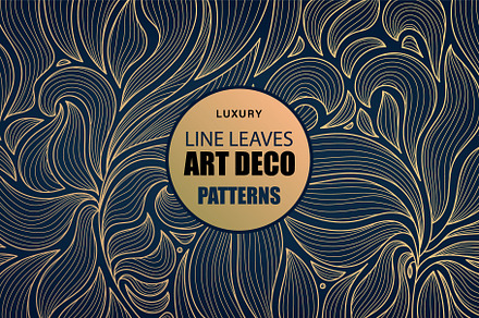 Luxury line leaves art deco patterns, a Pattern Graphic by Marylia