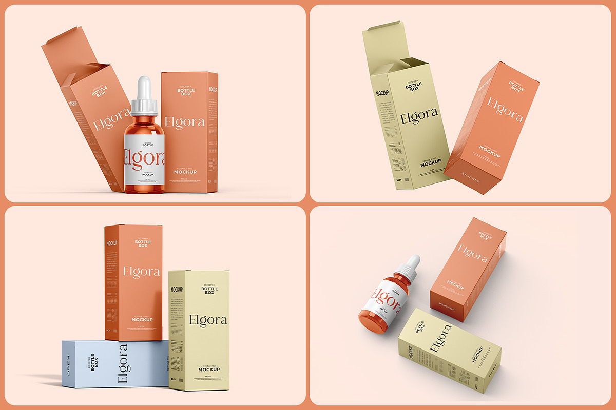 Serum Dropper Bottle with Box Mockup, a Packaging Mockup by RamStudio2 (Photo 1 of 10)