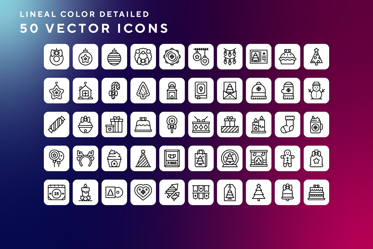 Christmas decoration icons, an Outline Icon by Wencory (Photo 1 of 2)