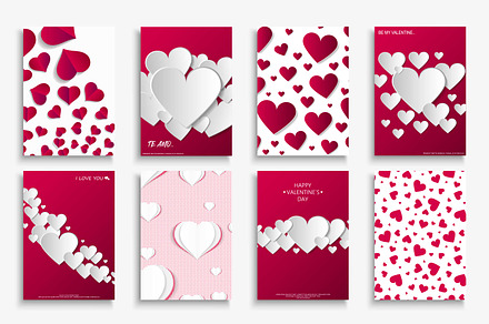 Valentine's day postcards set