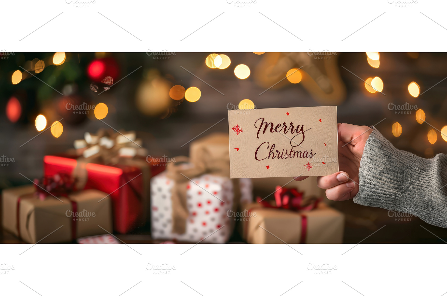 Merry Christmas card with festive, a Holiday Photo by piter.goskov