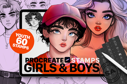 120 Procreate Stamps Girls & Boys