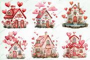 Watercolor Valentine House Clipart, an Illustration by Creative Art (Thumbnail 5 of 9)