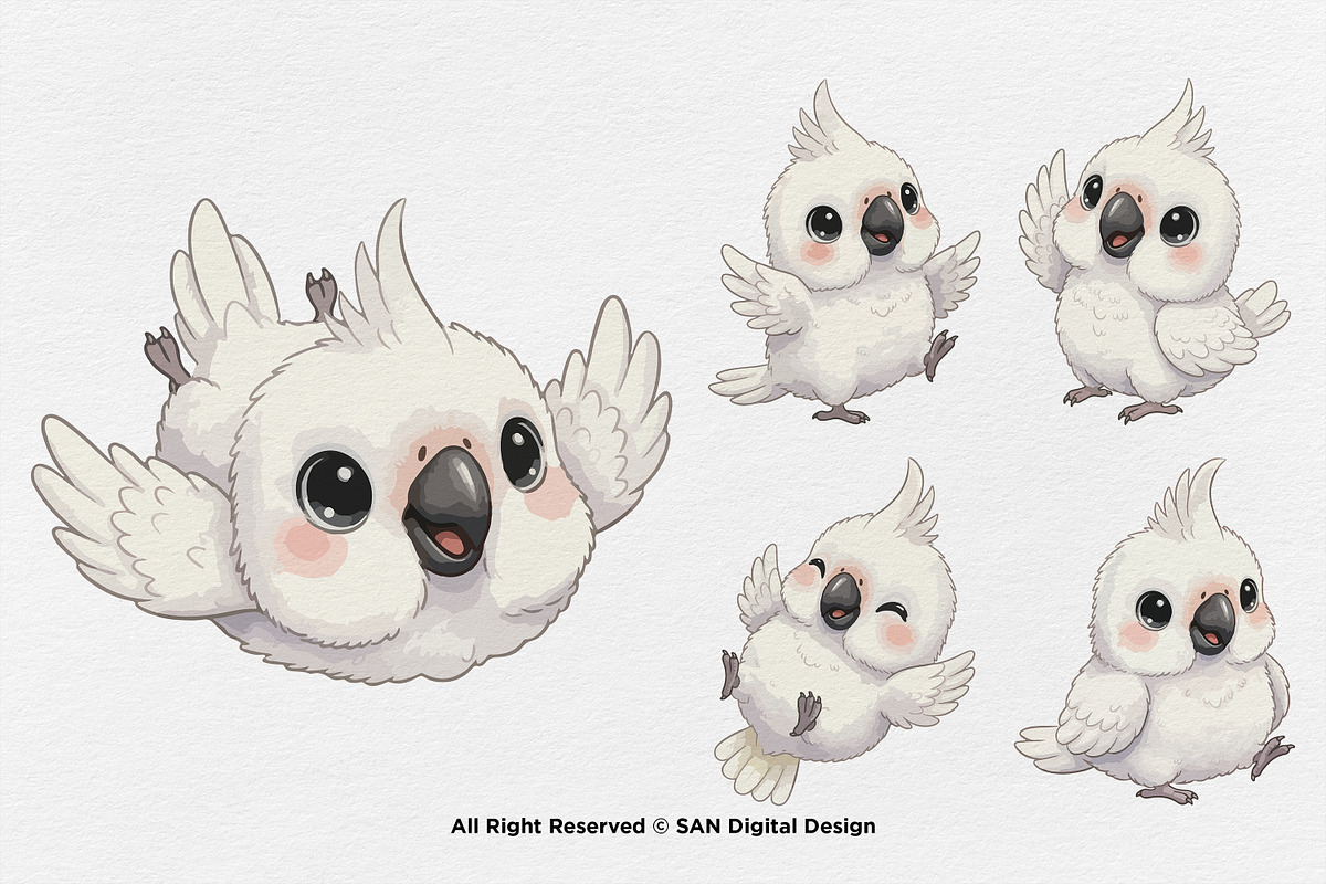 15 Bundle Watercolor White Parrot, an Animal Illustration by Morspective (Photo 7 of 8)