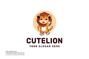 Lion Cute Logo Design Vector, a Branding & Logo Template by yuanesei