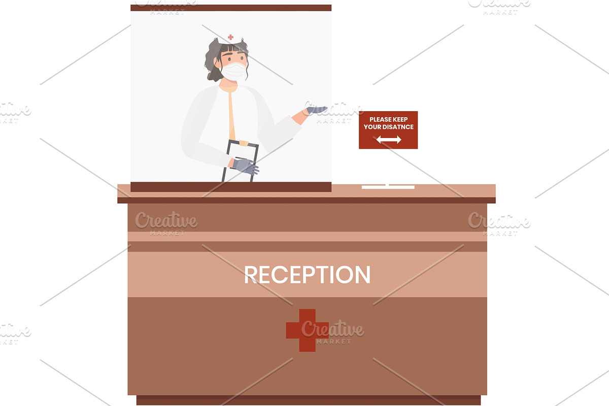 Nurse at hospital clinic reception, a Healthcare Illustration by vectorpointstudio