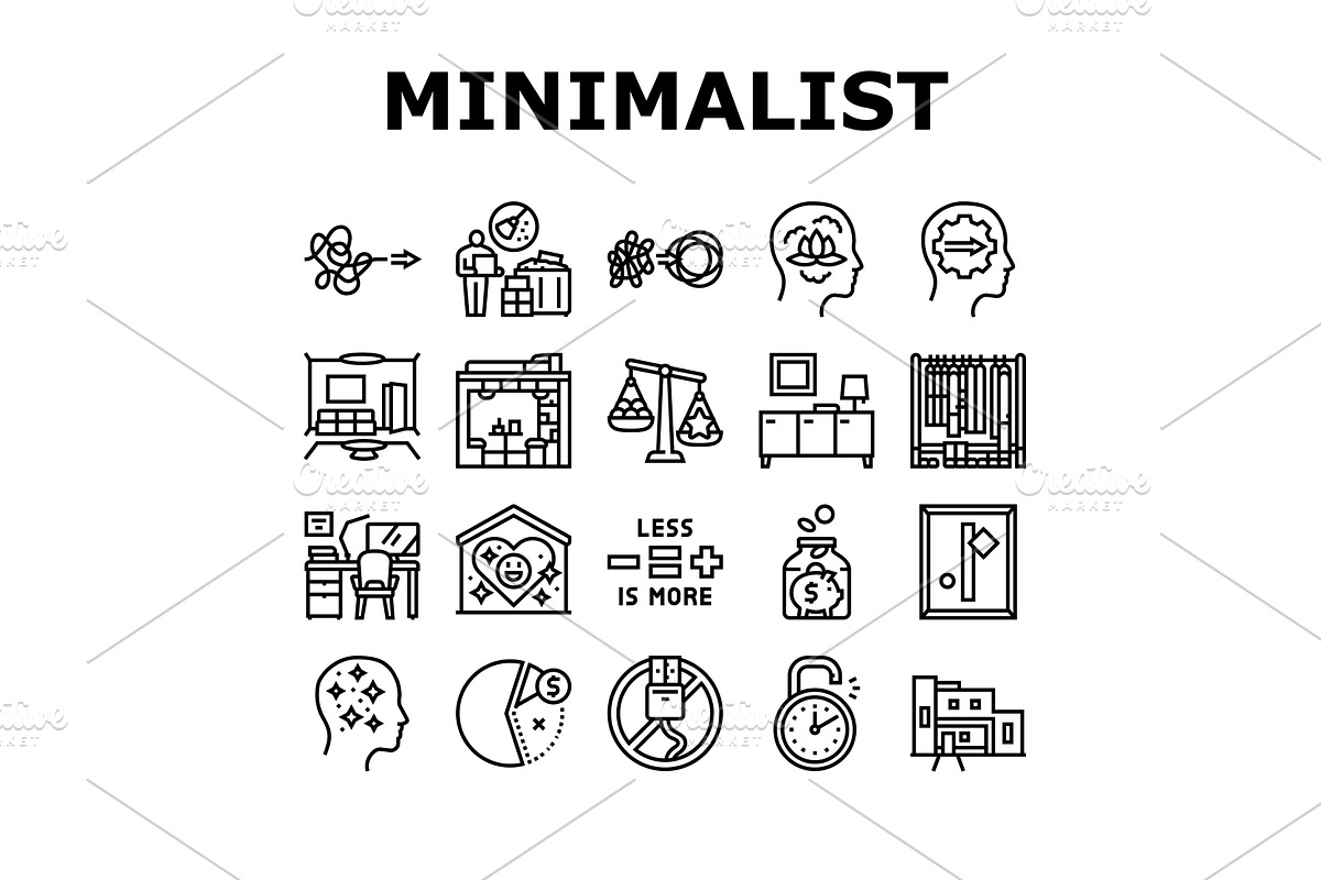 minimalist mind man person icons set, an Object Illustration by pikepicture