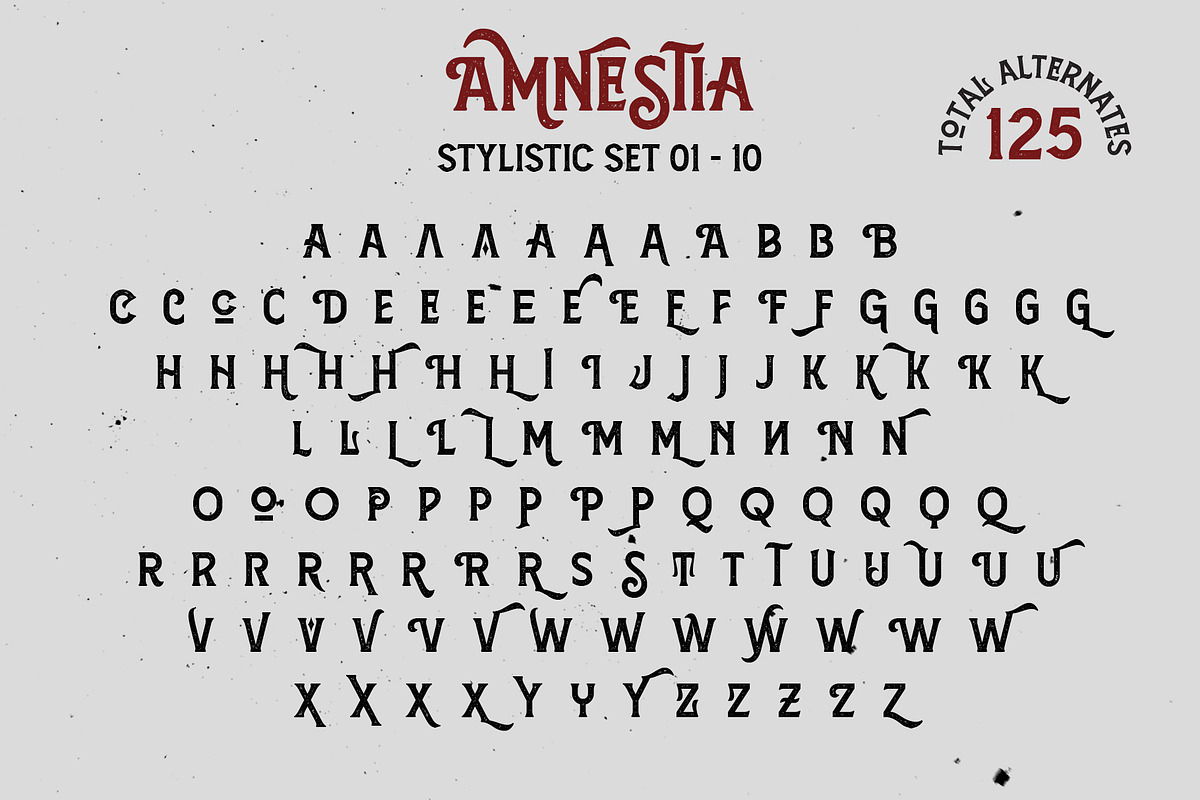 Amnestia Typeface with Extra, a Serif Font by Arterfak Project (Photo 15 of 16)