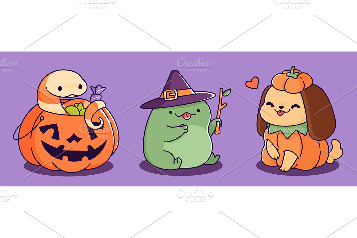 Cute kawaii Halloween animal, an Animal Illustration by art PVP - market