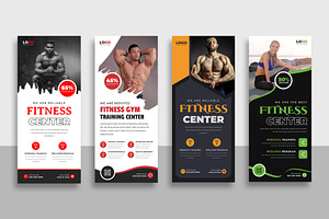 Fitness Gym Roll Up Banner, a Stationery Template by Designgrove