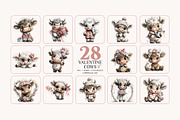 Valentine Highland Cow Clipart, an Animal Illustration by Bijou Bay (Thumbnail 3 of 3)