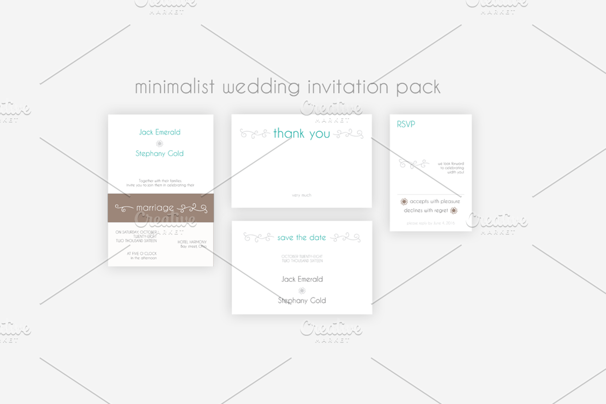 Minimalist Wedding Invitation Pack, an Invitation Template by Knofe (Photo 3 of 6)