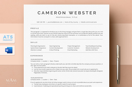 ATS Resume Template for Word, a Resume Template by MAM Design