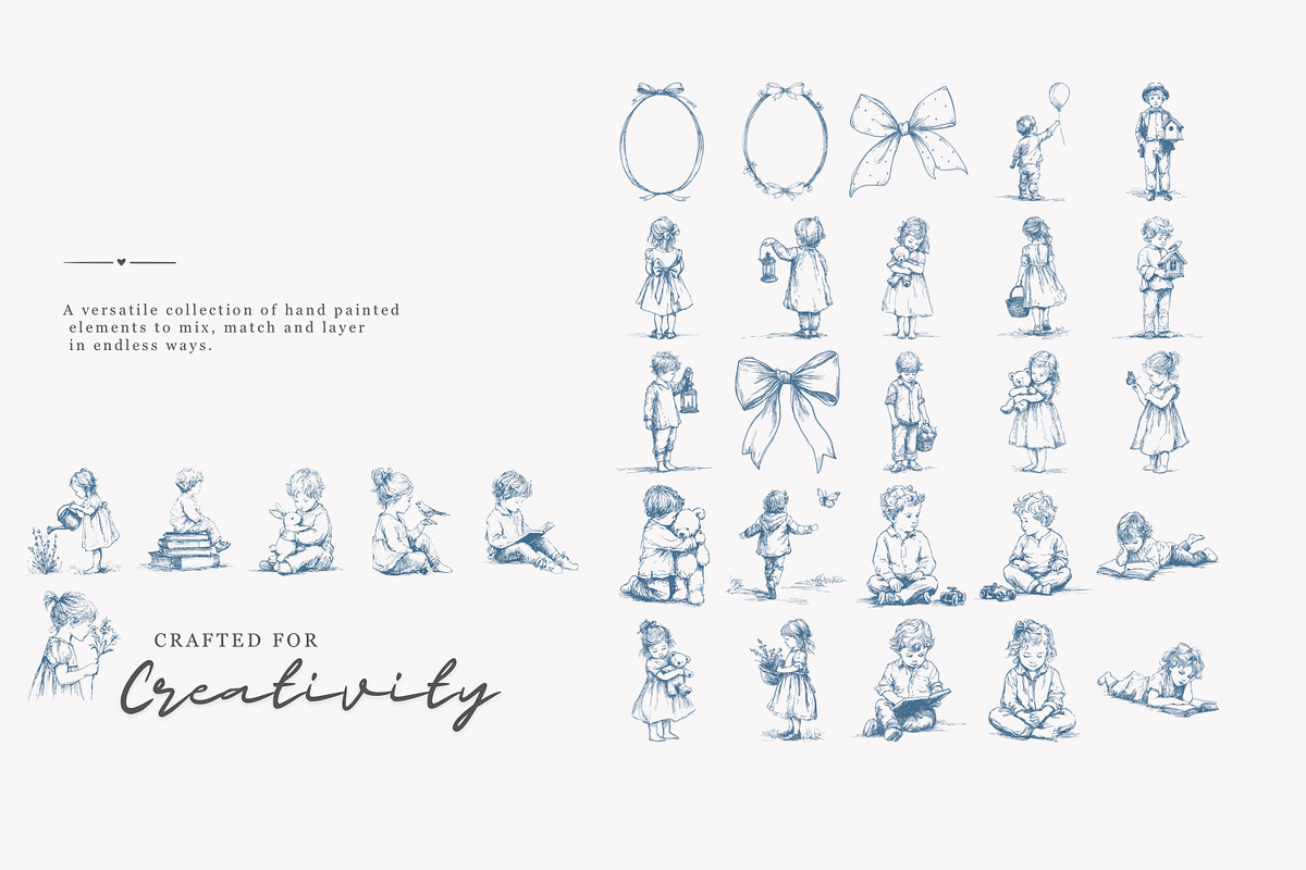 vintage children clipart collection, a Decorative Illustration by Patishop Art (Photo 8 of 8)