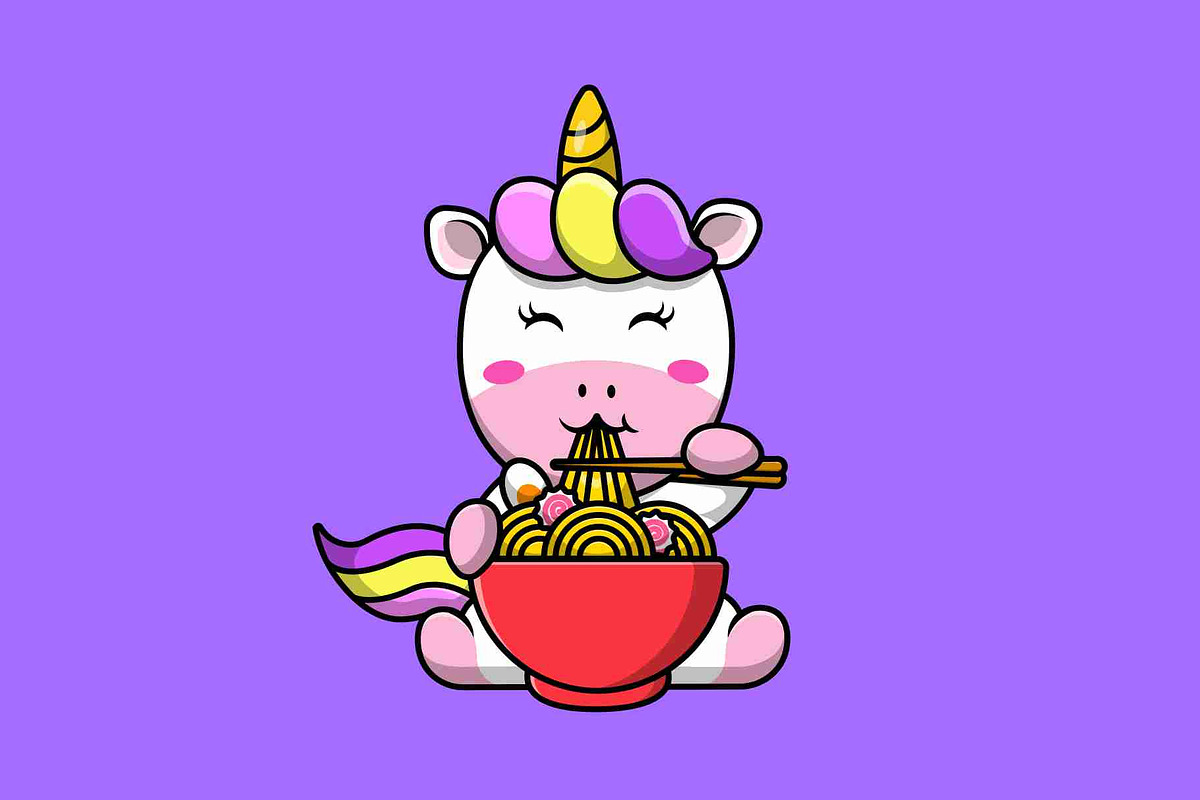 Animal Eating Ramen Noodle Cartoon, a Food Illustration by Artstorystudio (Photo 5 of 5)