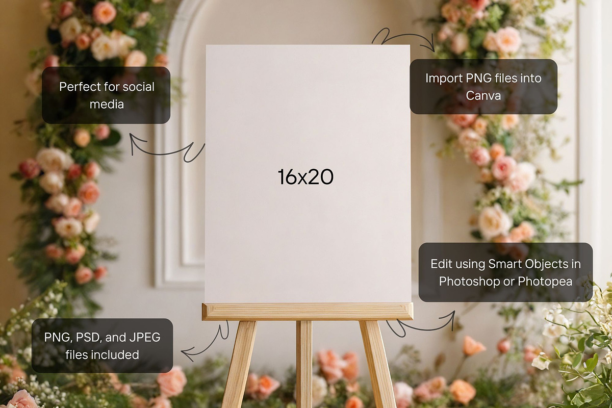 Elegant 16x20 Wedding Welcome Sign, a Product Mockup by MockupWizard (Photo 2 of 5)