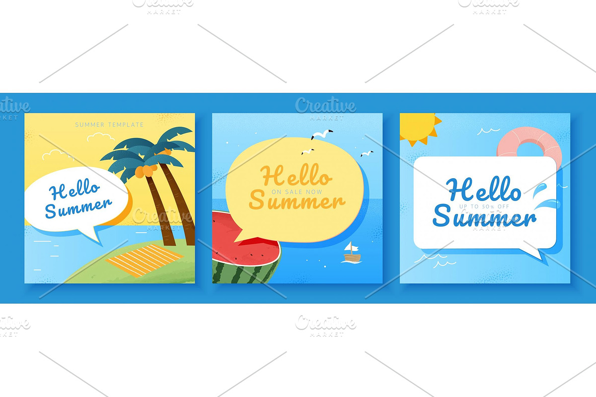 Hello Summer Holiday Card Templates, a Card Template by TotallypicRF