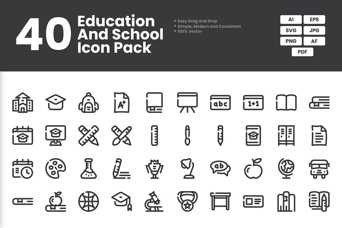 Education And School Icon Pack, an Outline Icon by erifqizeicon (Photo 3 of 3)