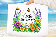 Hello Summer with Flowers PNG, an Illustration by DreamArtGraphic (Thumbnail 1 of 4)