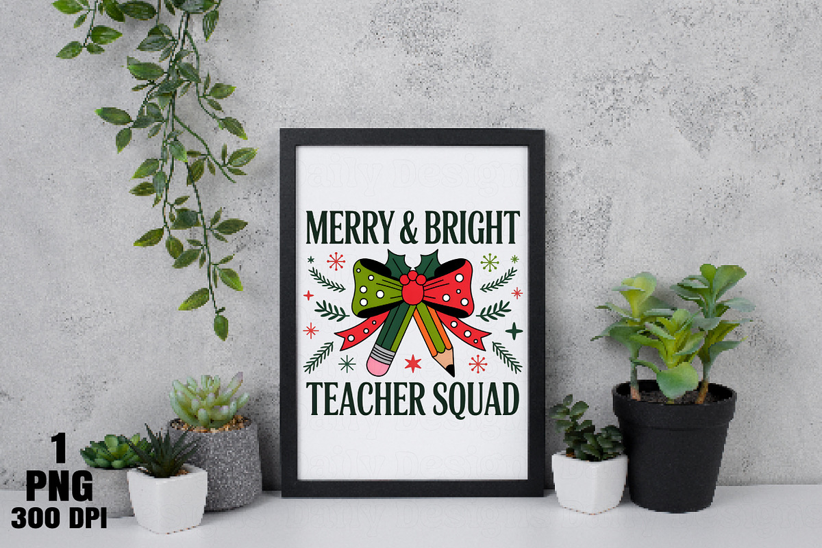 Christmas Teacher Squad Bow Pencil P, an Illustration by Daily.Designs (Photo 5 of 5)