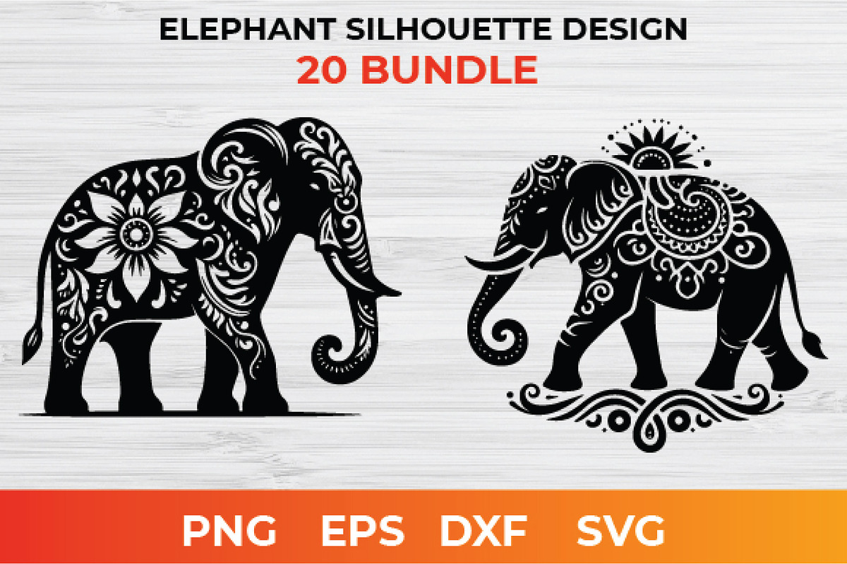 Elephant Silhouette Design bundle, an Animal Illustration by bossdesigner (Photo 2 of 3)