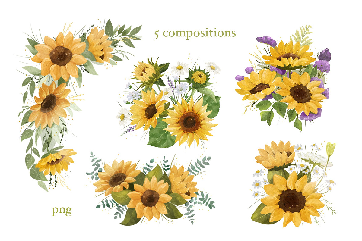 Watercolor Sunflower PNG Clipart, an Object Graphic by ArtGiftsStudio (Photo 4 of 6)