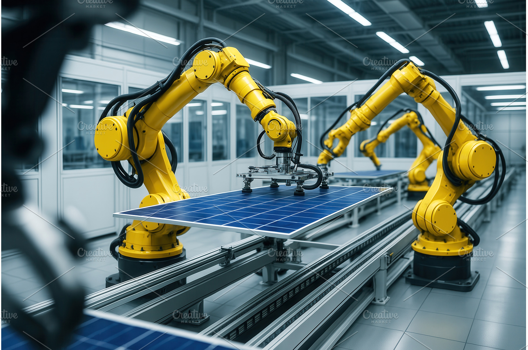 Robotic arms in a manufacturing, an Industrial Photo by Sergey Kotenev