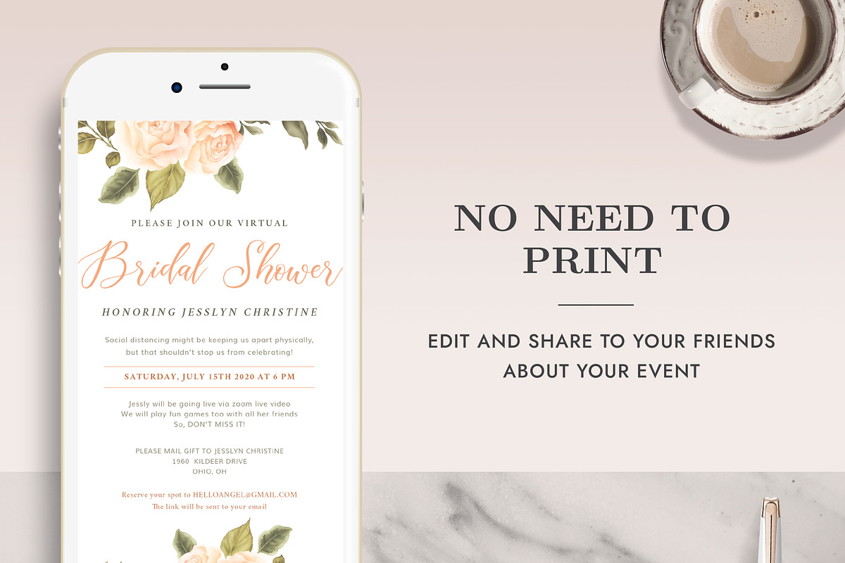 Bridal Shower Invitation IV001, an Invitation Template by Draca Design Co (Photo 2 of 2)