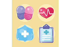 four medical healthcare icons, a Healthcare Illustration by studiogstock