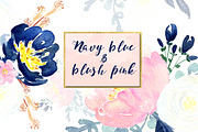 Navy blue & blush pink flowers, a Texture Illustration by LABFcreations (Thumbnail 6 of 6)