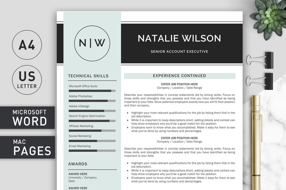 2 Page Resume Template | CV Template, a Resume Template by Klamp Studio (Photo 2 of 8)
