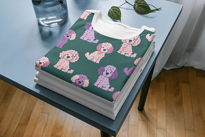 10 Purple Poodles Seamless Patterns