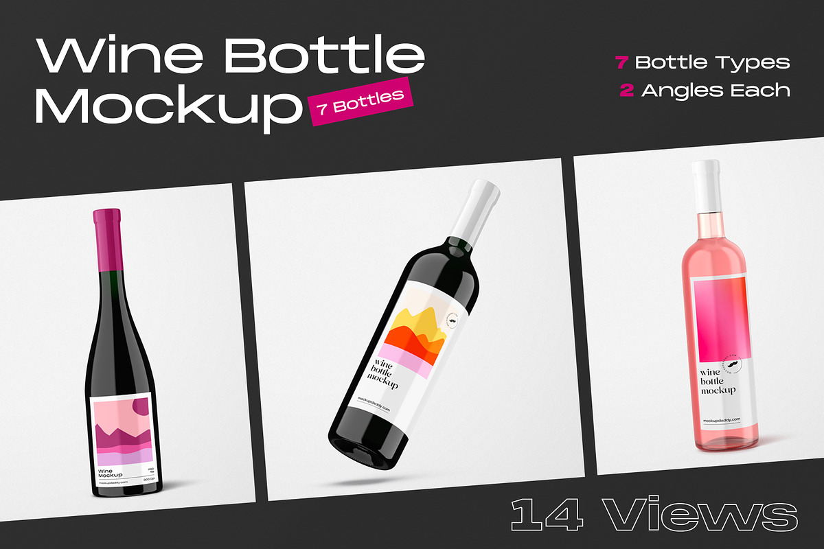 Wine Bottle Mockup, a Packaging Mockup by Mockupdaddy (Photo 1 of 22)