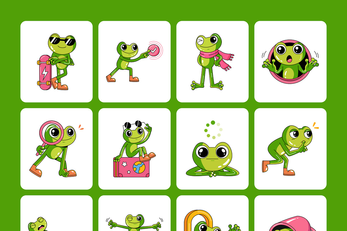 Bundle of Frog Vector Icons, an Emoji Icon by Creative Stall (Photo 10 of 12)